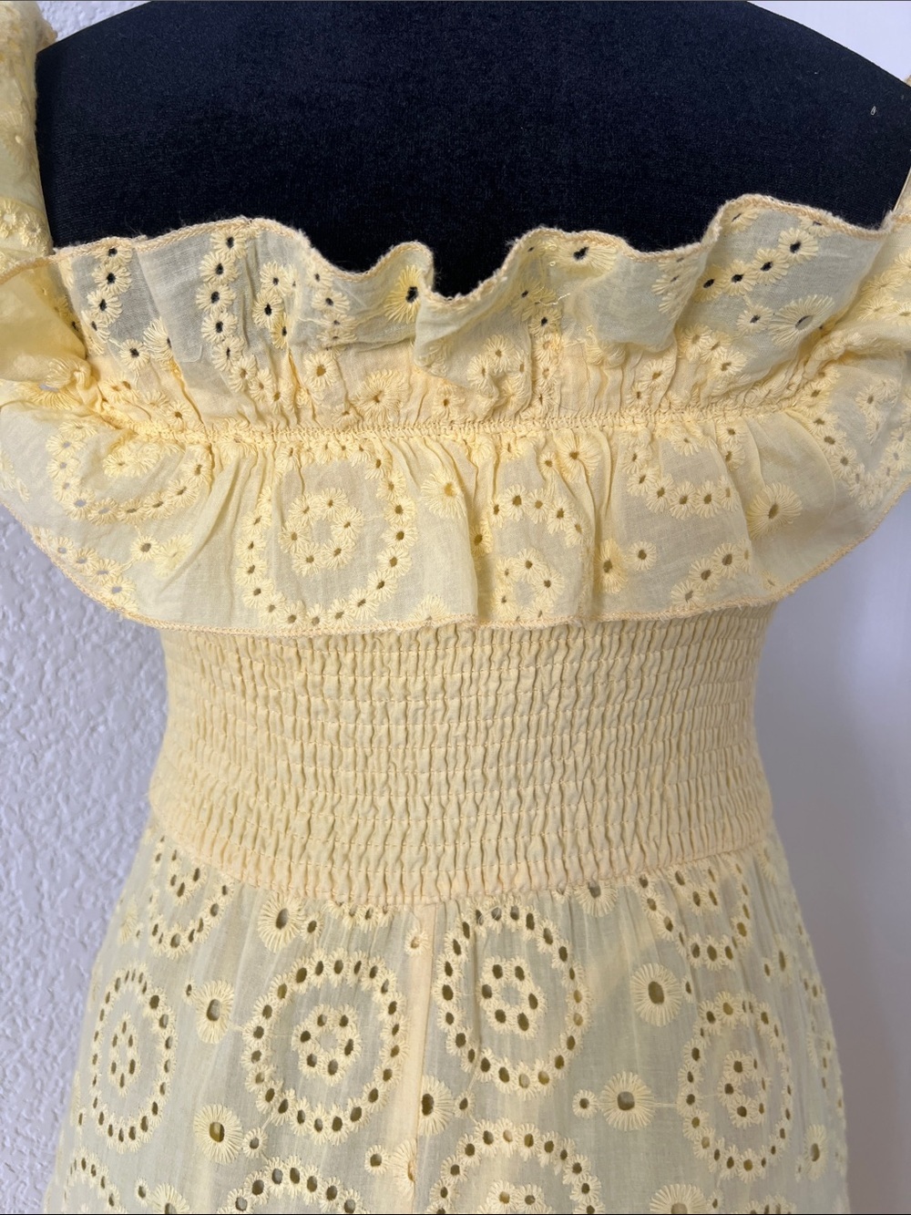 Fashion Nova Yellow Eyelet Ruffle Maxi Dress - Picture 7 of 11